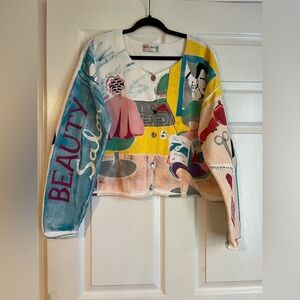 KOLORWAY Vtg 80’s-90’s Rare Hand Painted Salon Cardigan.. Made in the USA